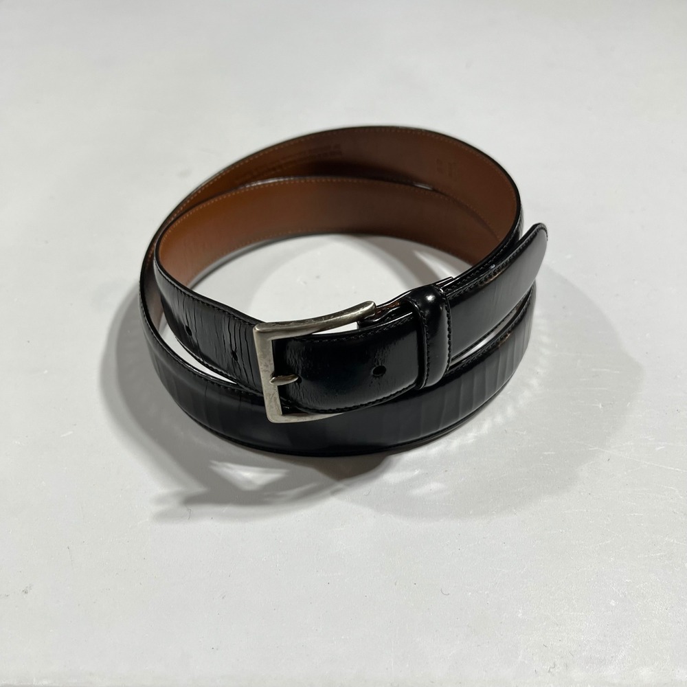 Coach Mens Black Calfskin Leather Dress Belt 36 Old Money Quiet Luxury Career